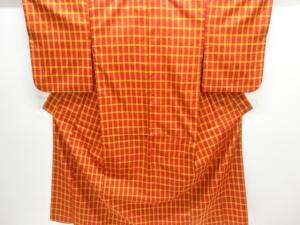 格子織り出し米沢紬着物